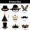 24 Pc Gold Funny Photo Booth Props – Hats, Lips, Crowns & More